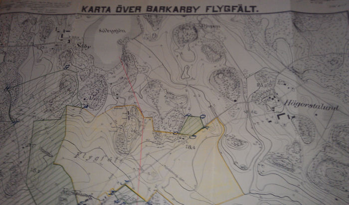 Karta över Barkarby flygfält