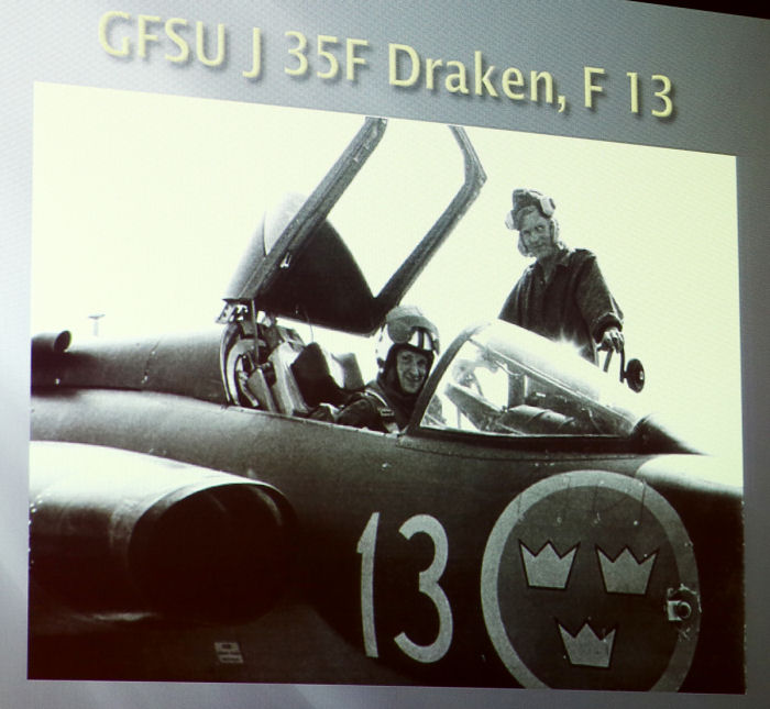 Thorbjörn Engback under GFSU J 35F Draken på F 13 i Norrköping. Foto: Via Thorbjörn Engback