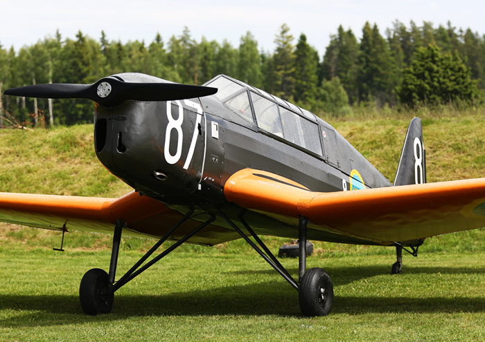 Klemm Kl 35 D, SE-AKN, var inmönstrad från KSAK som Sk 15 nummer 5087 och tillhörde Flygstabens egen flygavdelning med basering F 8 i Barkarby. Foto: Gunnar Åkerberg.