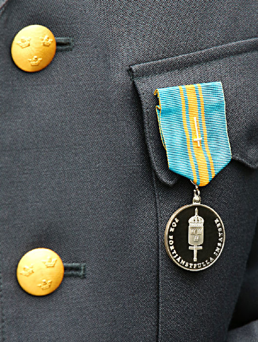 Försvarsmaktens förtjänstmedalj i silver. Foto: Gunnar Åkerberg.