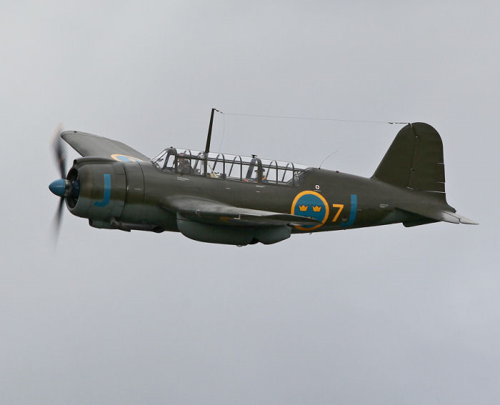 SAAB B17 får vi se på Flyg- och Motordagen på Skavsta i helgen. Foto: Gunnar Åkerberg.