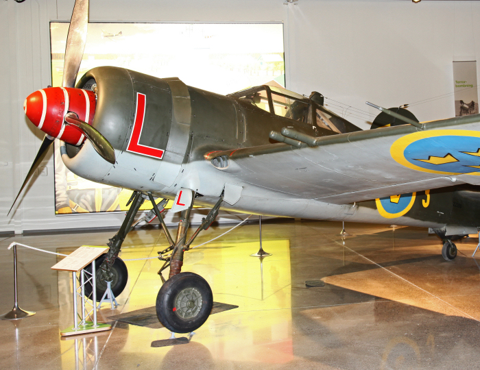 J 22 nr. 22280 på Flygvapenmuseum i Linköping. Foto: Gunnar Åkerberg.