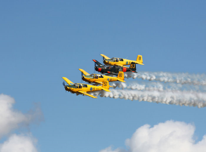 Team 50 flyger fyra Saab Sk 50 Safir. Foto: Gunnar Åkerberg