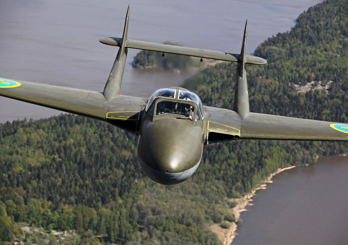 Nordic Warbirds de Havilland Vampire finns också med i årets Roll Out. Foto: Gunnar Åkerberg