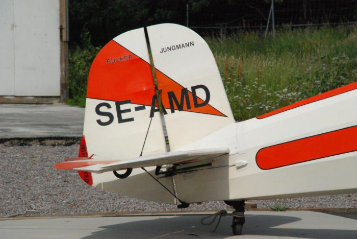 Bücker Jungmann SE-AMD på Barkarby. Foto: Bengt Simson.