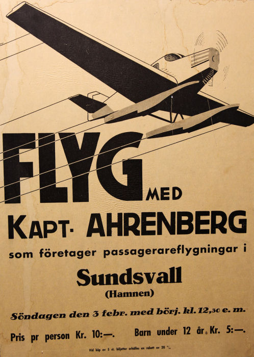 Junkers F 13 användes flitigt av Albin Ahrenberg vid ”propagandaflygningar” runt om i Sverige Foto: Gunnar Åkerberg