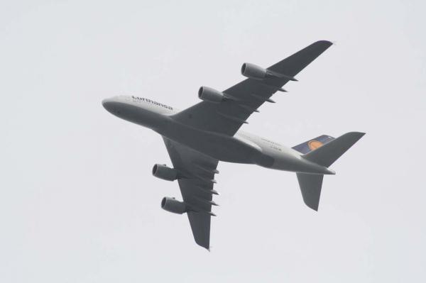 Airbus A380 på Arlanda 2010-09-15. Foto: Hans Groby.