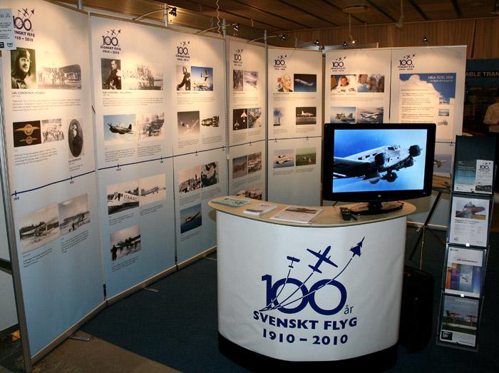 Skärmutställningen om Svenskt Flyg 100 år premiärvisades på Transportforum i Linköping. Foto: Gunnar Åkerberg.